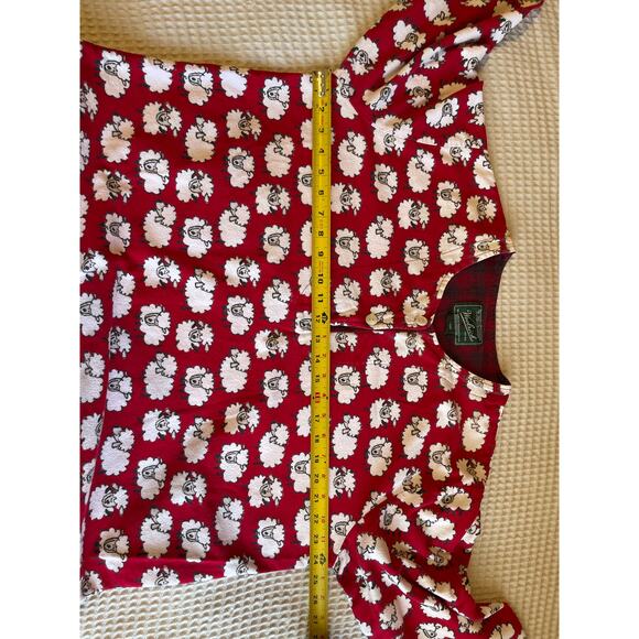 Woolrich Cozy Cotton Sheep Print Red Long Sleeve Night Sleep Dress Shirt Sz S/M - Picture 5 of 11